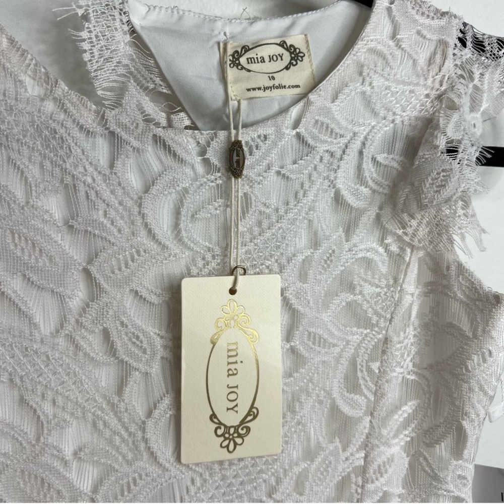 Joyfolie Azalea Lace Tiered Full Length Dress in Cream NWT - Picture 9 of 16